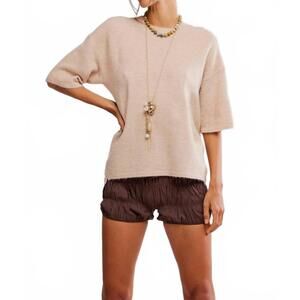 NEW FREE PEOPLE margot sweater tee in pearl melange